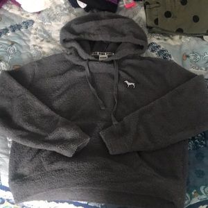 EUC VS PINK FUZZY GRAY HOODIE SIZE M